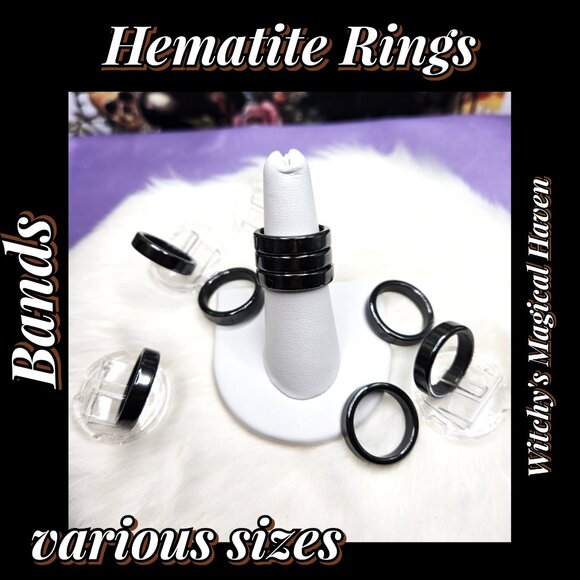 Hematite Gemstone Band Rings - Picture 1 of 5